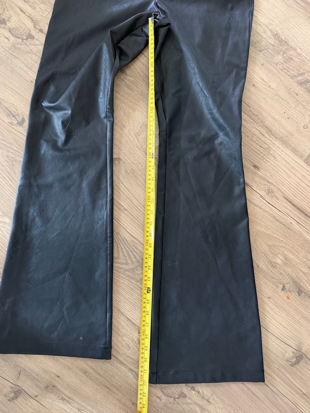SPANX Black Faux Leather High-Rise Flare Leg Pull On Pants - Picture 6 of 12